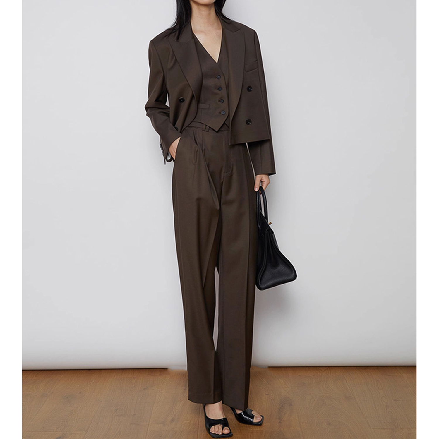 Double Breasted Blazer - Женский костюм Allingentle: модный комплект из