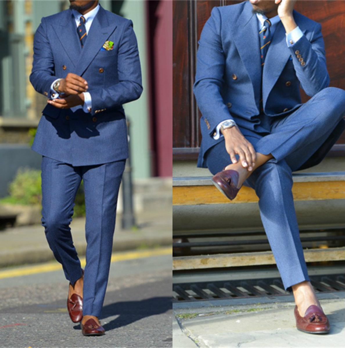 Men'S Formal Wear In Wedding - Темно-синие бриджи из двух предметов, свадебные