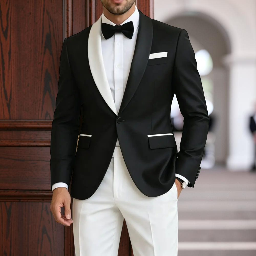 Men'S Formal Evening Wear - Мужской деловой костюм-двойка контрастных цветов с