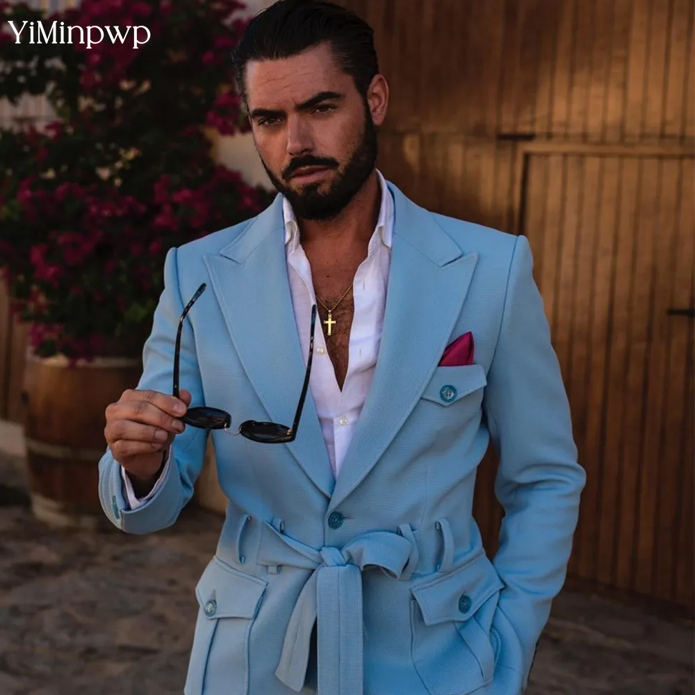Men'S Holiday Formal Wear - Небесно-голубые мужские костюмы из 2 предметов,