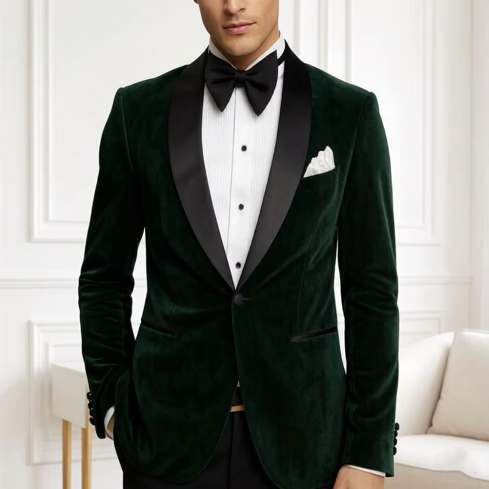 Formal Men Party Wear Jacket - Мужской бархатный пиджак приталенного кроя, 1