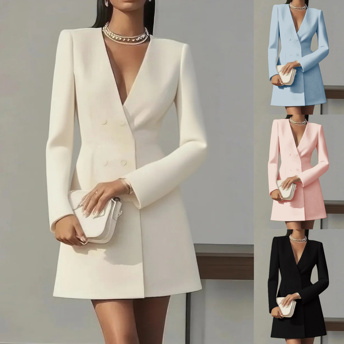 Double Breasted Blazer - 2026 Горячий товар Amazon: Двубортный однотонный