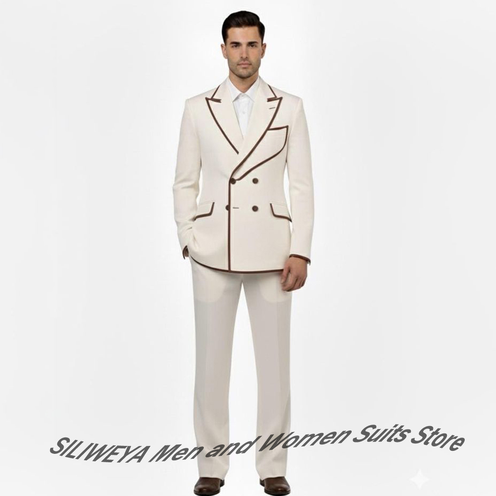 Men'S Formal Evening Wear - Стильный мужской двубортный костюм, коричневый пиджак