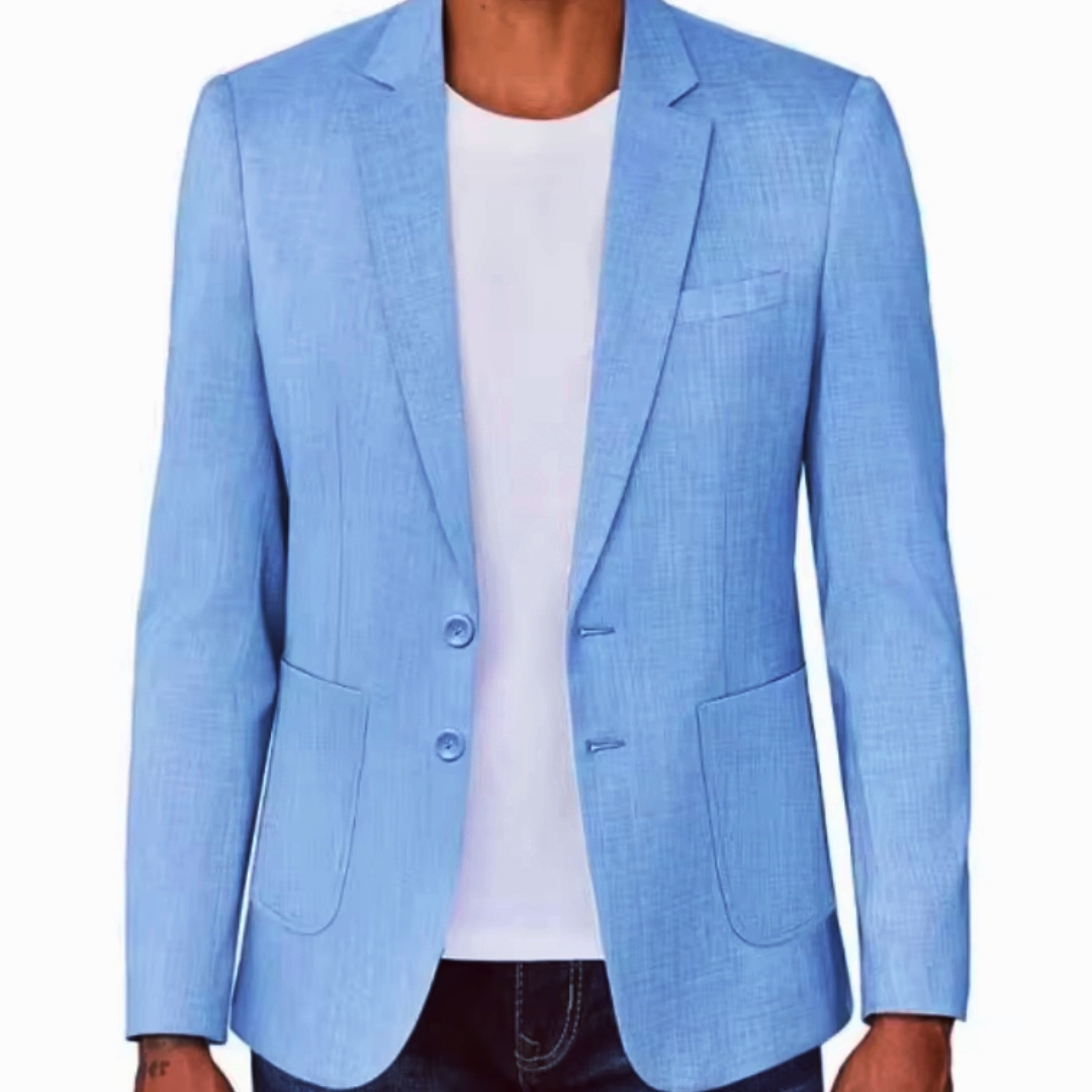 Formal Men Party Wear Jacket - Мужской приталенный льняной пиджак бежевого/синего цвета