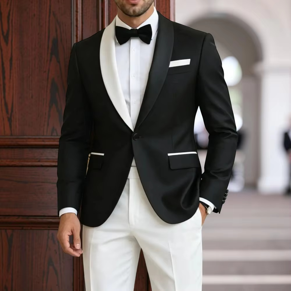 Men'S Formal Evening Wear - Мужской деловой костюм-двойка контрастных цветов: смокинг