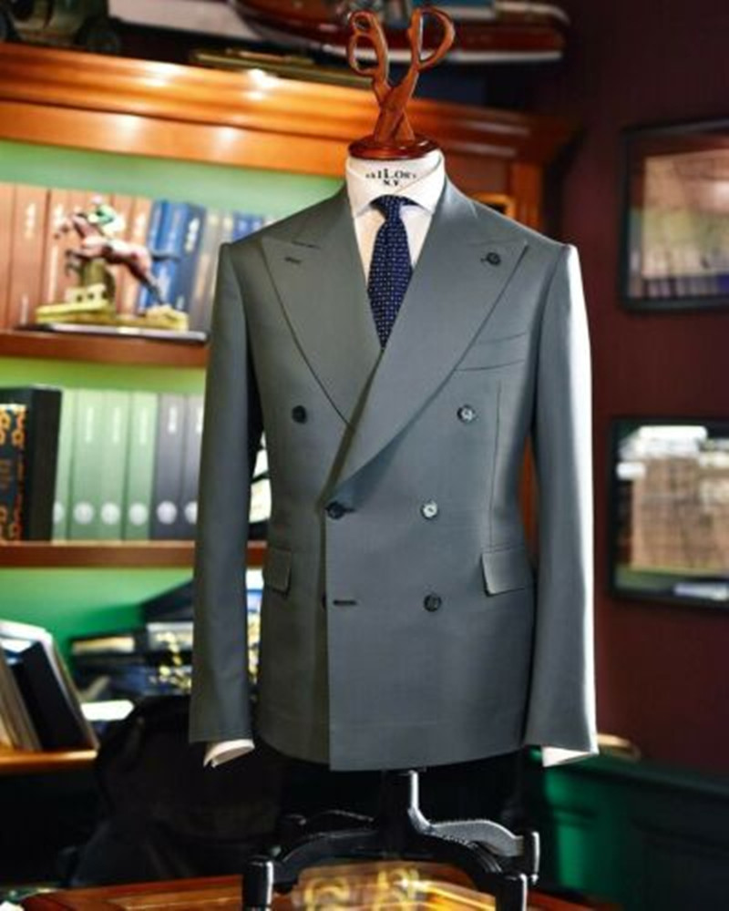 Men Formal Wear Jacket - Серые мужские костюмы, приталенный двубортный костюм