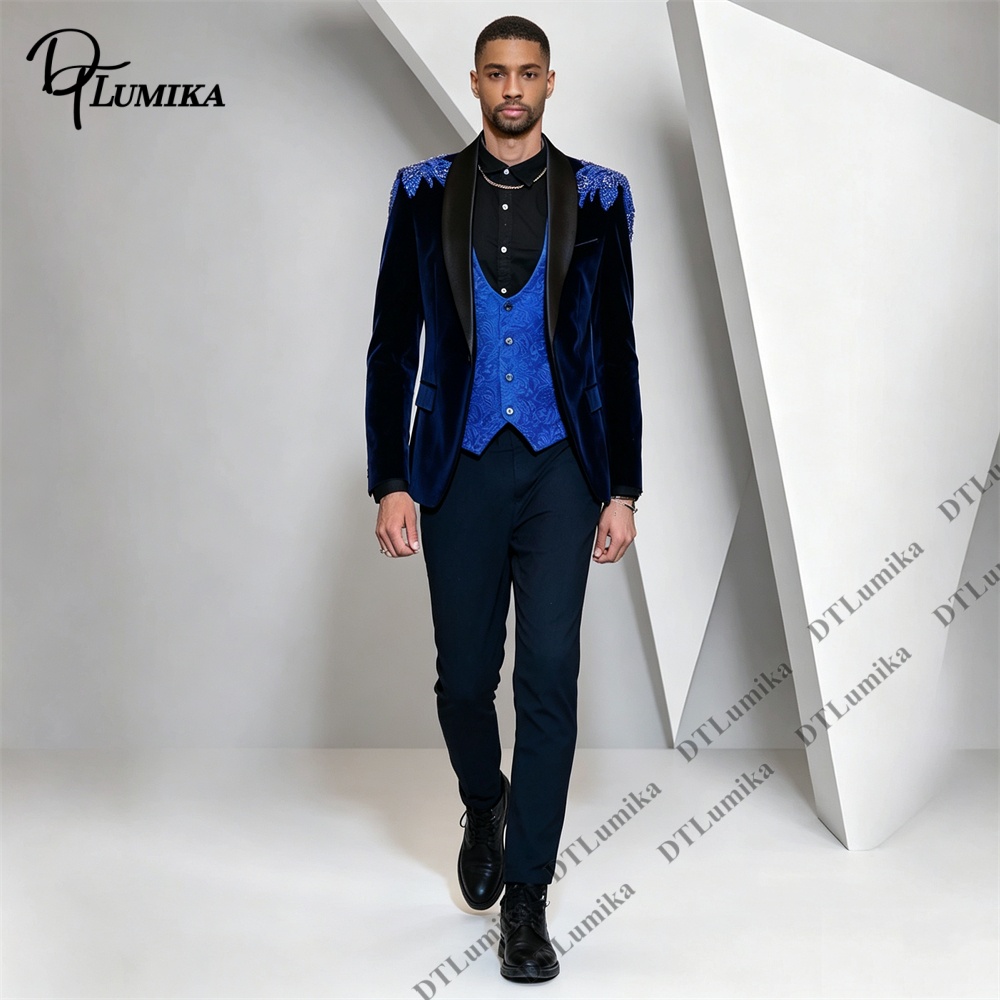 Men'S Formal Wear In Wedding - Мужской бархатный костюм Peagent из 3