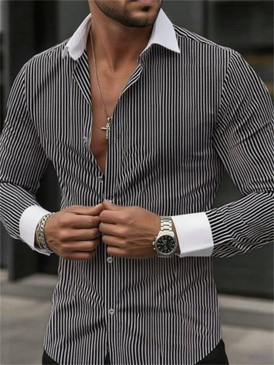 Мужская облегающая полосатая р – обзор и цена Men Formal Wear Shirts