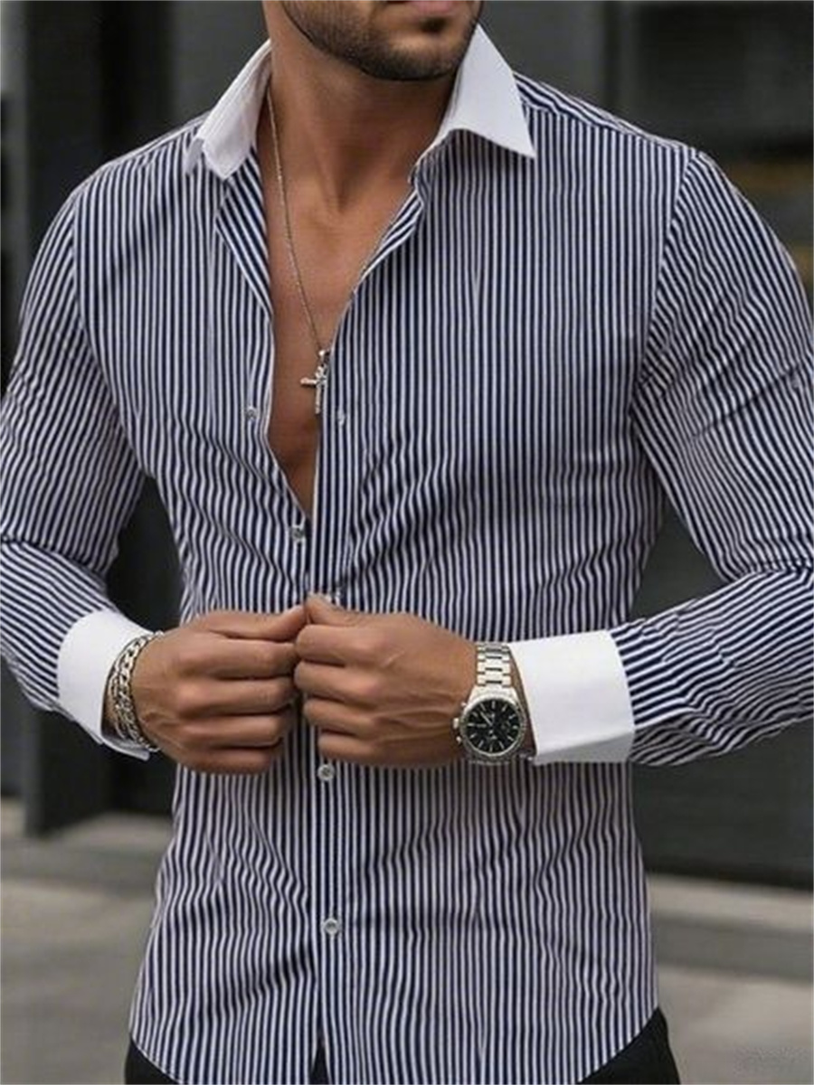 Мужская облегающая полосатая р – обзор и цена Men Formal Wear Shirts