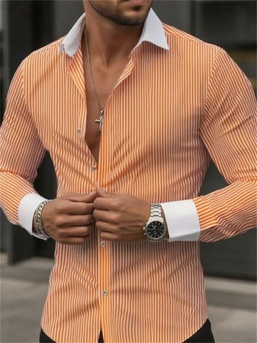 Мужская облегающая полосатая р – обзор и цена Men Formal Wear Shirts