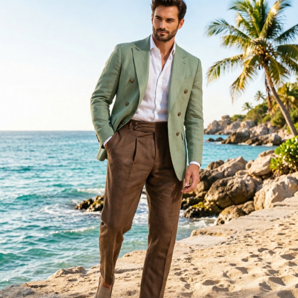 Двухсоставный бежевый льняной  – обзор и цена Men'S Holiday Formal Wear