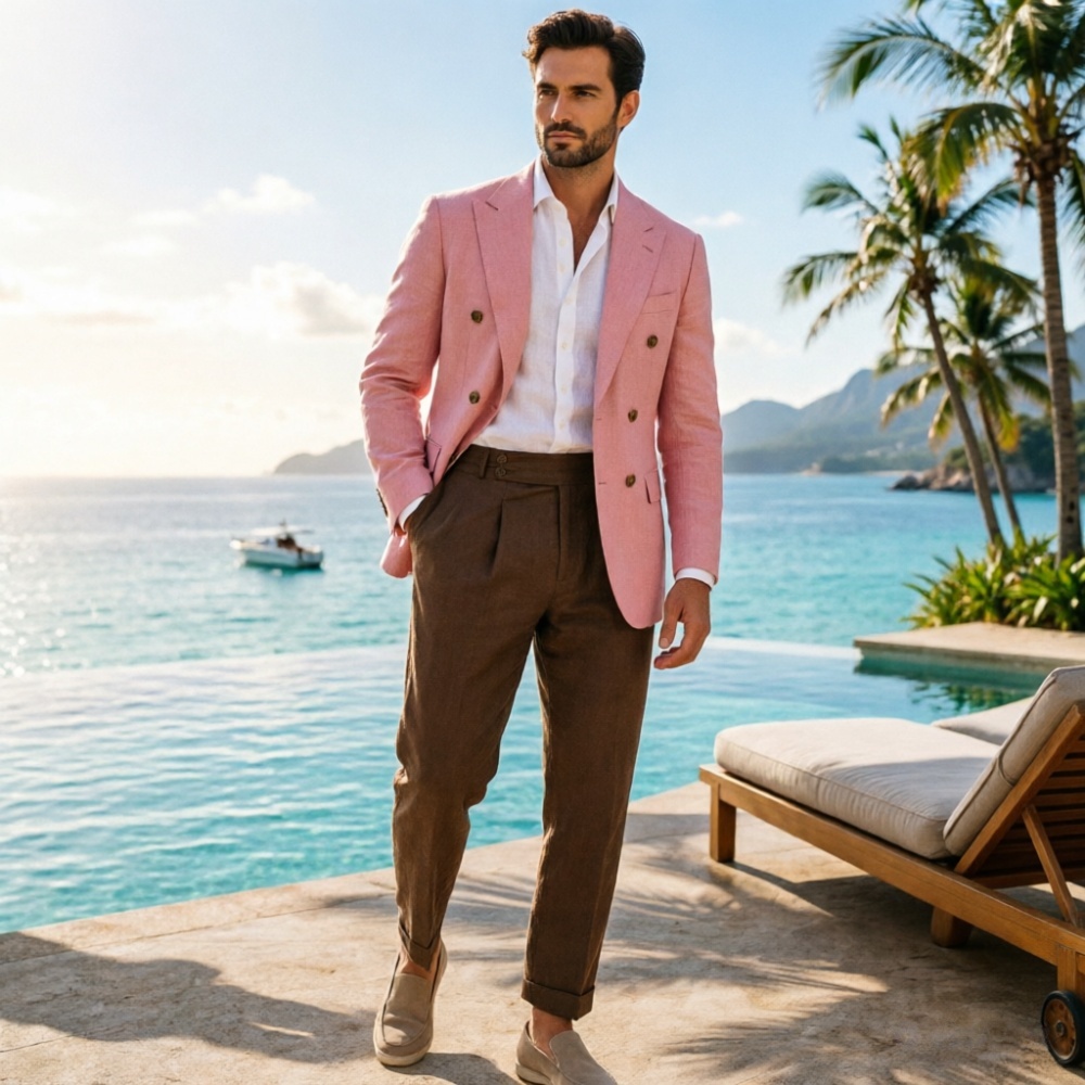 Двухсоставный бежевый льняной  – обзор и цена Men'S Holiday Formal Wear